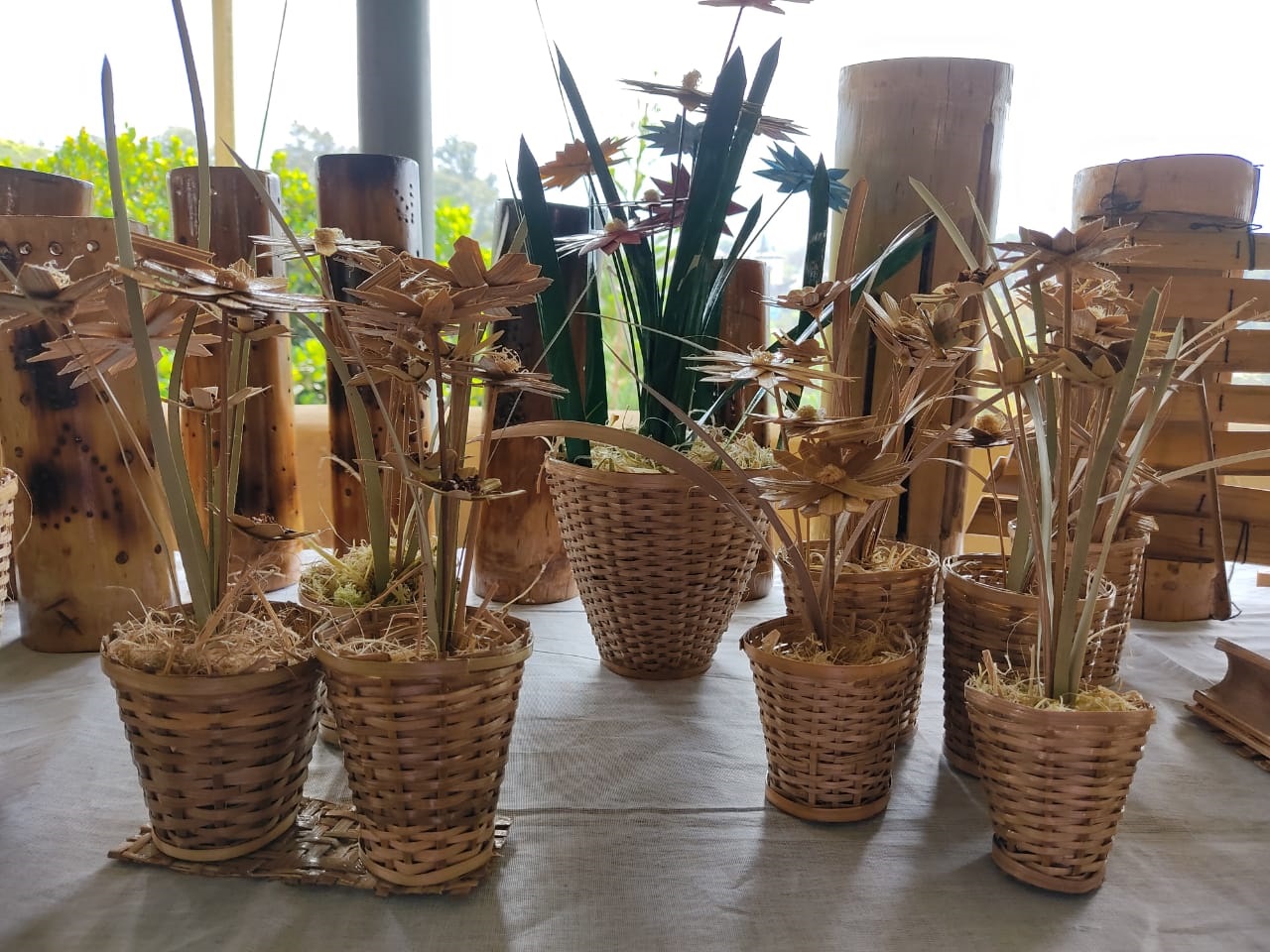 Bamboo Flower pots made by Trainees